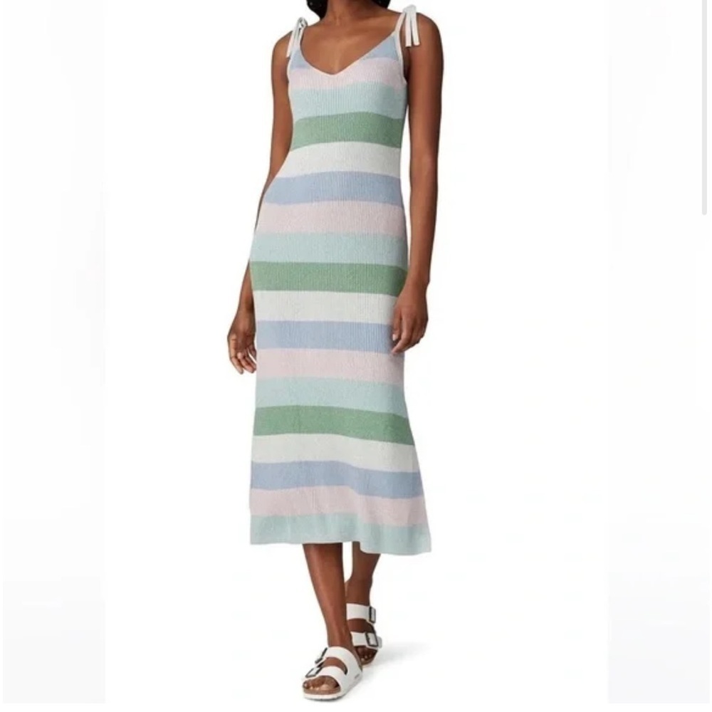 Charli Leora Sheath Dress‎ striped knit midi dress sleeveless colorful glitter
